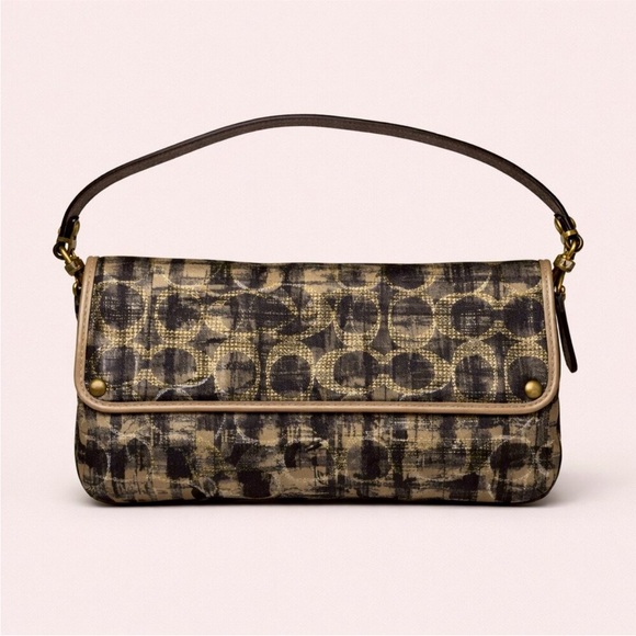 Coach Kristin Op Art pattern in a metallic gold EUC - Picture 5 of 14